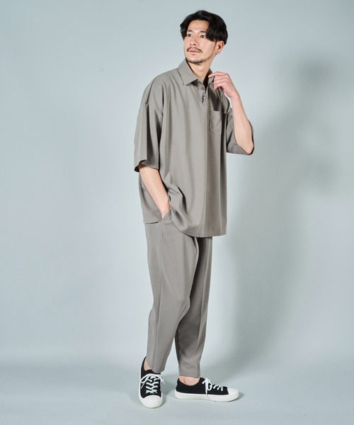 ADPOSION（アドポーション）の「梨地ビッグシルエットポロシャツ（ポロシャツ・メンズ・ブラック/ブラウン/ホワイト/グレー系1/ライトグレー/チャコールグレー・MEDIUM/LARGE）」の17枚目の写真