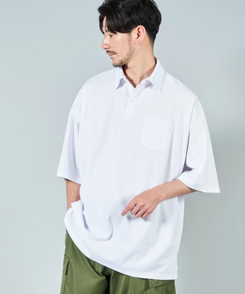 ADPOSION（アドポーション）の「梨地ビッグシルエットポロシャツ（ポロシャツ・メンズ・ブラック/ブラウン/ホワイト/グレー系1/ライトグレー/チャコールグレー・MEDIUM/LARGE）」の9枚目の写真