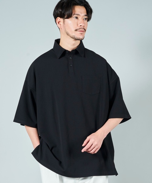 ADPOSION（アドポーション）の「梨地ビッグシルエットポロシャツ（ポロシャツ・メンズ・ブラック/ブラウン/ホワイト/グレー系1/ライトグレー/チャコールグレー・MEDIUM/LARGE）」の12枚目の写真