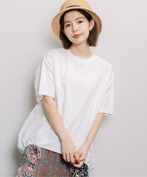 refinedworks（リファインドワークス）の「後ろ裾スピンドルPO（Tシャツ/カットソー・レディース・チャコールグレー/オフホワイト・FREE）」の2枚目の写真