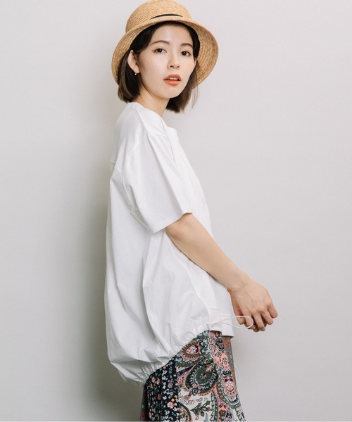 refinedworks（リファインドワークス）の「後ろ裾スピンドルPO（Tシャツ/カットソー・レディース・チャコールグレー/オフホワイト・FREE）」の3枚目の写真
