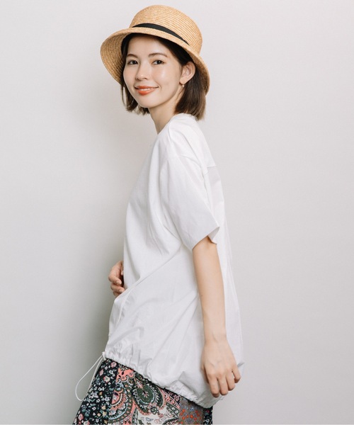 refinedworks（リファインドワークス）の「後ろ裾スピンドルPO（Tシャツ/カットソー・レディース・チャコールグレー/オフホワイト・FREE）」の13枚目の写真