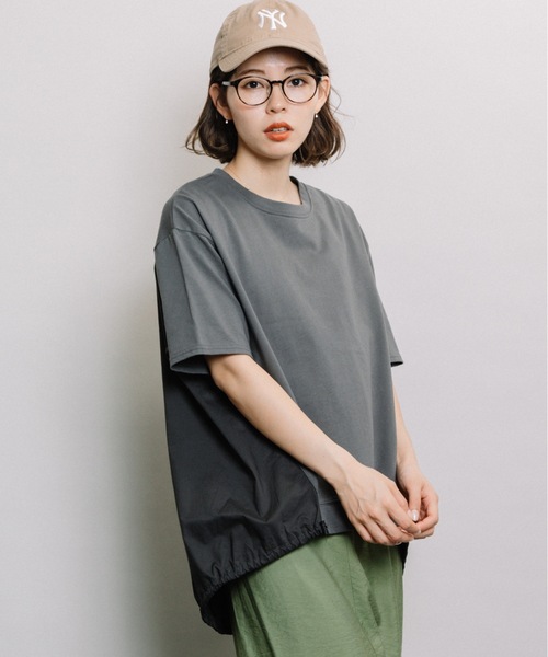 refinedworks（リファインドワークス）の「後ろ裾スピンドルPO（Tシャツ/カットソー・レディース・チャコールグレー/オフホワイト・FREE）」の5枚目の写真