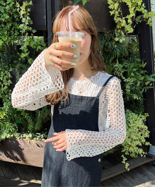 Ambre Ciel(アンブルシエル)の「かぎ針風トップス/【WEB/EC限定商品】(Tシャツ/カットソー・レディース・オフホワイト/アイボリー・FREE)」の2枚目の写真