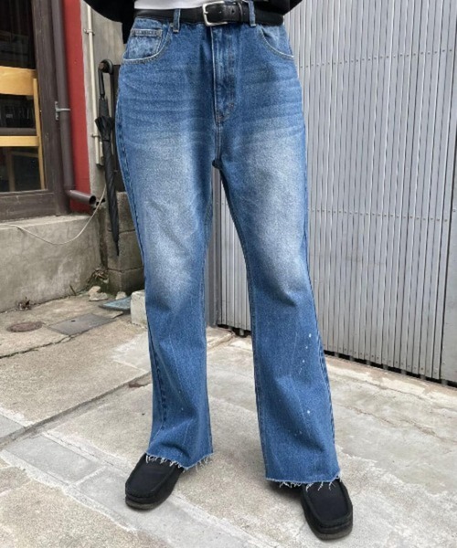 【DankeShon】ダンケシェーン デニム フレア ワイドS グレー DankeShon】ダンケシェーン デニム フレア ワイドS グレー