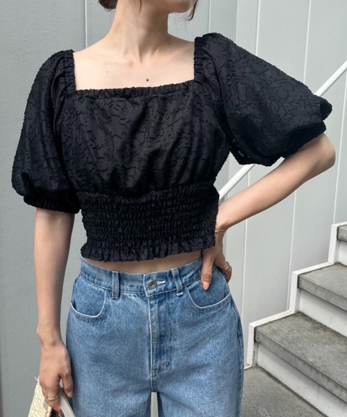 one after another NICE CLAUP（ワンアフターアナザーナイスクラップ）の「前後2WAYオパールショート丈ブラウス（シャツ/ブラウス・レディース・アイボリー/ブラック/ピンク・FREE）」の8枚目の写真