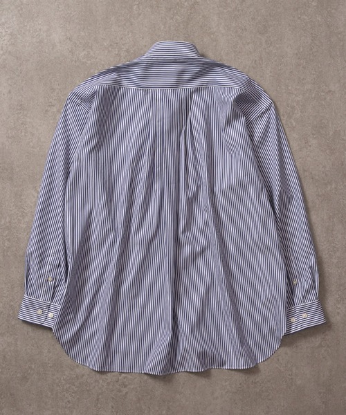 BRICK & SONS(ブリックアンドサンズ)の「リラックスバックプリーツシャツ<ブルーストライプ>(シャツ/ブラウス・メンズ・ネイビー・LL/S/M/L)」の7枚目の写真