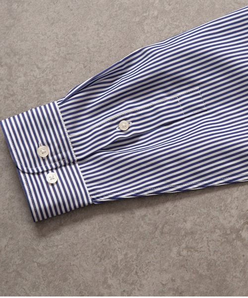 BRICK & SONS(ブリックアンドサンズ)の「リラックスバックプリーツシャツ<ブルーストライプ>(シャツ/ブラウス・メンズ・ネイビー・LL/S/M/L)」の8枚目の写真