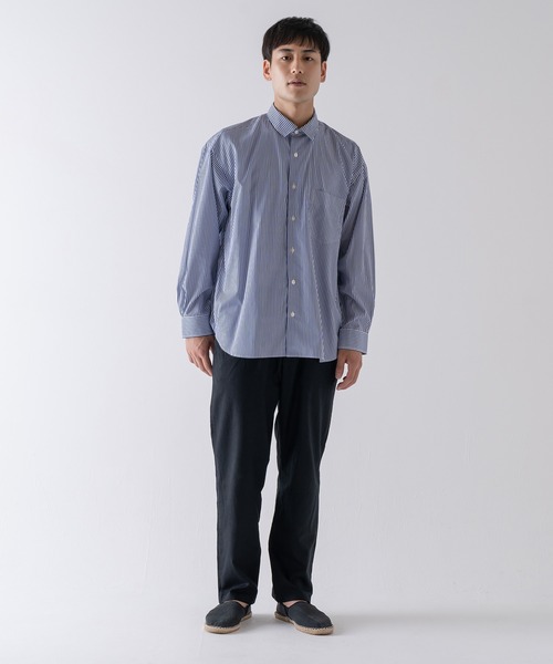 BRICK & SONS(ブリックアンドサンズ)の「リラックスバックプリーツシャツ<ブルーストライプ>(シャツ/ブラウス・メンズ・ネイビー・LL/S/M/L)」の12枚目の写真