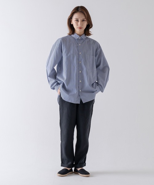 BRICK & SONS(ブリックアンドサンズ)の「リラックスバックプリーツシャツ<ブルーストライプ>(シャツ/ブラウス・メンズ・ネイビー・LL/S/M/L)」の16枚目の写真