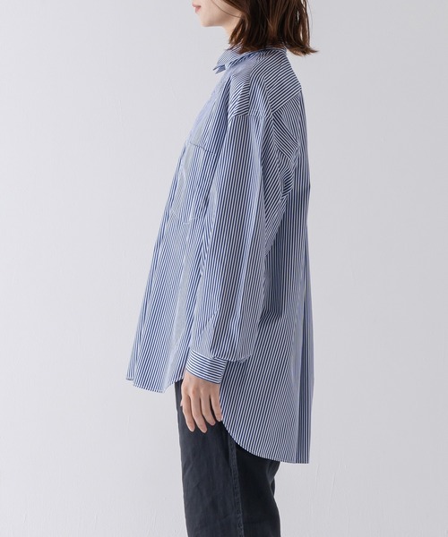 BRICK & SONS(ブリックアンドサンズ)の「リラックスバックプリーツシャツ<ブルーストライプ>(シャツ/ブラウス・メンズ・ネイビー・LL/S/M/L)」の17枚目の写真