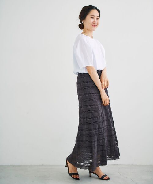 le.coeur blanc（ルクールブラン）の「ボーダーレースマーメイドスカート（スカート・レディース・ダークブラウン/アイボリー・38/36）」の10枚目の写真