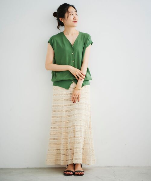 le.coeur blanc（ルクールブラン）の「ボーダーレースマーメイドスカート（スカート・レディース・ダークブラウン/アイボリー・38/36）」の17枚目の写真