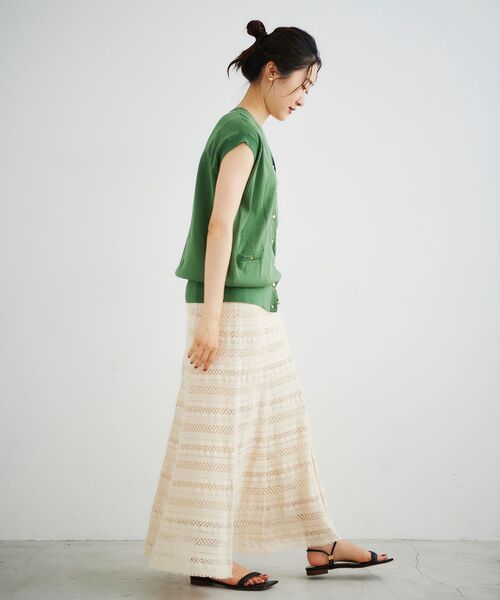 le.coeur blanc（ルクールブラン）の「ボーダーレースマーメイドスカート（スカート・レディース・ダークブラウン/アイボリー・38/36）」の12枚目の写真