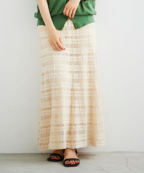 le.coeur blanc（ルクールブラン）の「ボーダーレースマーメイドスカート（スカート・レディース・ダークブラウン/アイボリー・38/36）」の8枚目の写真