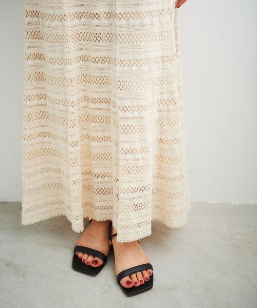 le.coeur blanc（ルクールブラン）の「ボーダーレースマーメイドスカート（スカート・レディース・ダークブラウン/アイボリー・38/36）」の4枚目の写真