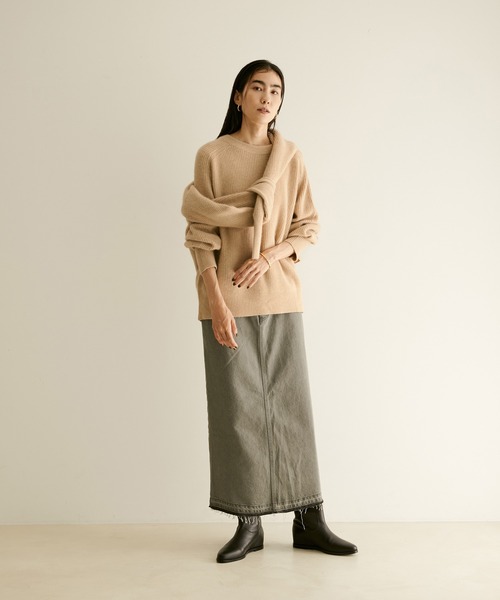 SALON adam et rope'（サロン アダム エ ロペ）の「フォックスウール片畦ニット（ニット/セーター・レディース・ライトグレー/ベージュ/ネイビー/ピンク・FREE）」の14枚目の写真