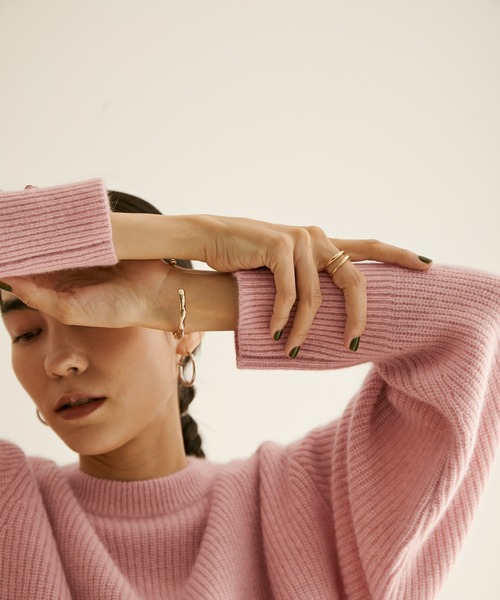 SALON adam et rope'（サロン アダム エ ロペ）の「フォックスウール片畦ニット（ニット/セーター・レディース・ライトグレー/ベージュ/ネイビー/ピンク・FREE）」の8枚目の写真