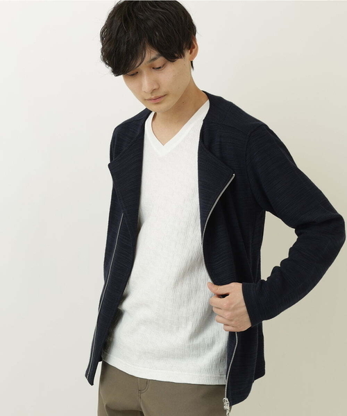 MK MICHEL KLEIN HOMME (エムケーミッシェルクランオム)の「スラブジャケット(ノーカラージャケット・メンズ・ブラック/ネイビー・44/46/48/51)」の12枚目の写真