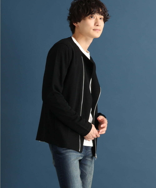 MK MICHEL KLEIN HOMME (エムケーミッシェルクランオム)の「スラブジャケット(ノーカラージャケット・メンズ・ブラック/ネイビー・44/46/48/51)」の2枚目の写真