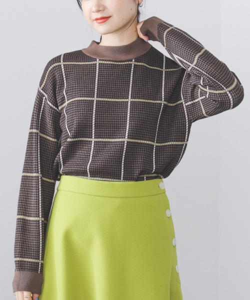 BEAMS HEART / ハイネック チェック プルオーバー（ニット/セーター）｜BEAMS HEART（ビームスハート）