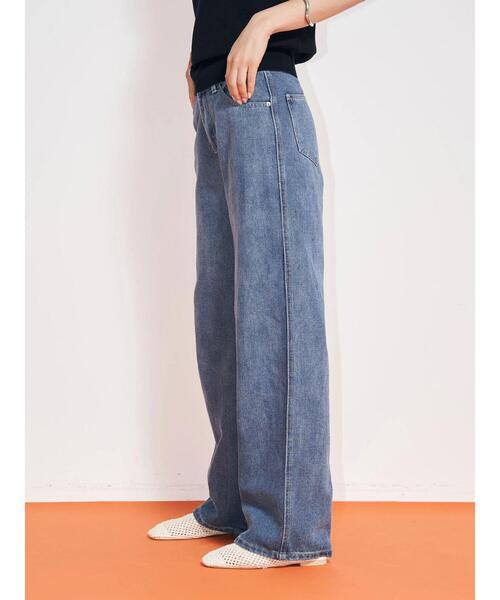 koe(コエ)の「5ポケットデニムワイドパンツ*(デニムパンツ・レディース・インディゴブルー/ライトインディゴブルー・M)」の3枚目の写真