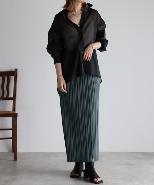 Yucca（ユッカ）の「シアー２WAYブラウス（シャツ/ブラウス・レディース・ホワイト/ダークブラウン/ブラック/グレー・MEDIUM）」の18枚目の写真