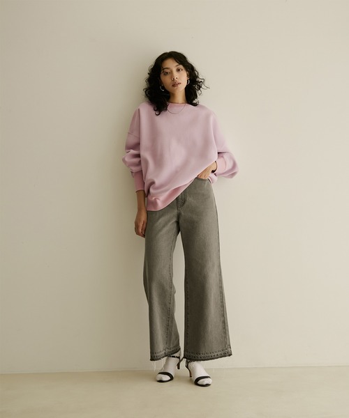 SALON adam et rope'（サロン アダム エ ロペ）の「【洗える】オーバーサイズスウェットニット（スウェット・レディース・ブラック/ピンク/グリーン/ホワイト・FREE）」の5枚目の写真