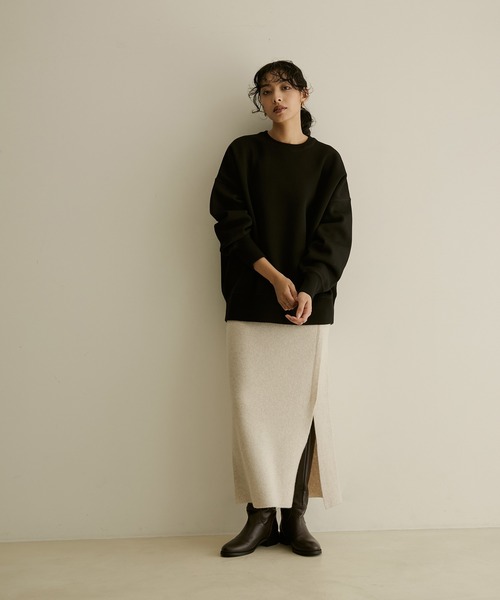 SALON adam et rope'（サロン アダム エ ロペ）の「【洗える】オーバーサイズスウェットニット（スウェット・レディース・ブラック/ピンク/グリーン/ホワイト・FREE）」の10枚目の写真