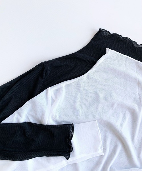 Q（キュー）の「シースルータートル（Tシャツ/カットソー・レディース・ブラック/ホワイト/ベージュ・MEDIUM）」の8枚目の写真