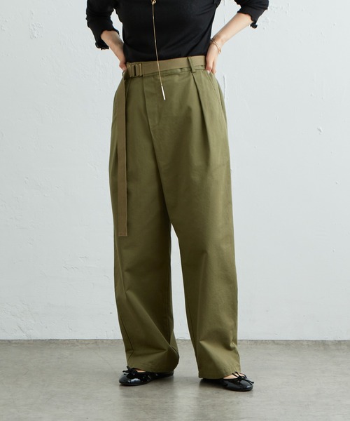 PUAL CE CIN（ピュアルセシン）の「ベルトチノパンツ（チノパンツ・レディース・カーキ/ブラック/ベージュ・FREE）」の3枚目の写真
