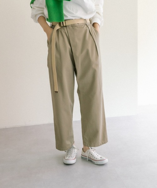 PUAL CE CIN（ピュアルセシン）の「ベルトチノパンツ（チノパンツ・レディース・カーキ/ブラック/ベージュ・FREE）」の19枚目の写真