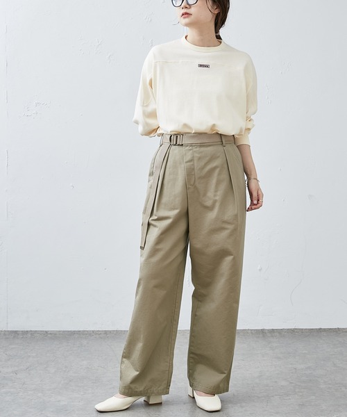 PUAL CE CIN（ピュアルセシン）の「ベルトチノパンツ（チノパンツ・レディース・カーキ/ブラック/ベージュ・FREE）」の9枚目の写真