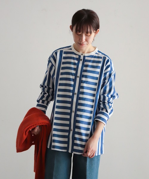 NOMBRE IMPAIR(ノンブルアンペール)の「ボールドストライプ 切り替えシャツ(シャツ/ブラウス・レディース・ブルー/グリーン・FREE)」の16枚目の写真