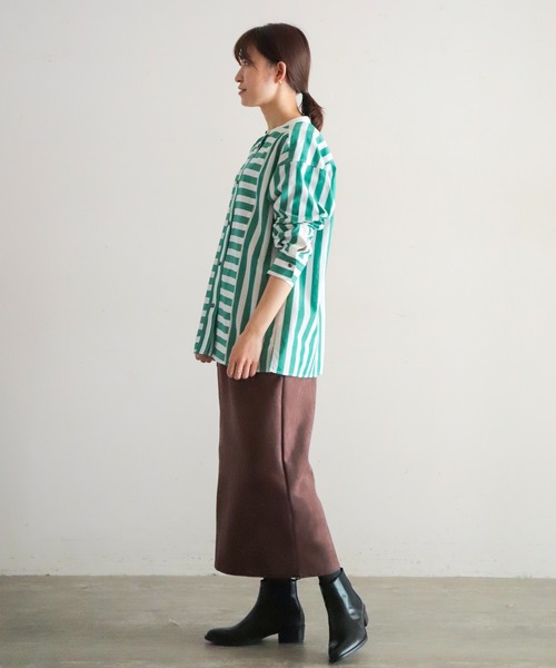 NOMBRE IMPAIR(ノンブルアンペール)の「ボールドストライプ 切り替えシャツ(シャツ/ブラウス・レディース・ブルー/グリーン・FREE)」の8枚目の写真