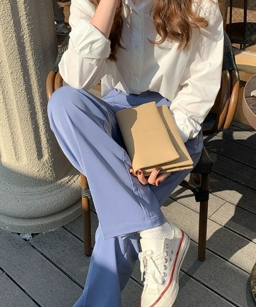 LAC-VERT（ラック・ヴェール）の「スプリングワイドパンツ（スラックス・レディース・ブラック/ピンク/ブルー・L/S/M）」の5枚目の写真