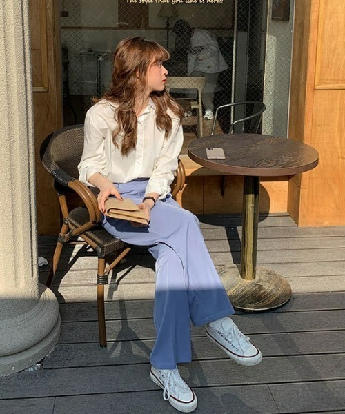 LAC-VERT（ラック・ヴェール）の「スプリングワイドパンツ（スラックス・レディース・ブラック/ピンク/ブルー・L/S/M）」の7枚目の写真