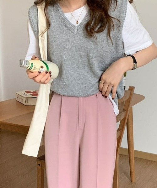 LAC-VERT（ラック・ヴェール）の「スプリングワイドパンツ（スラックス・レディース・ブラック/ピンク/ブルー・L/S/M）」の8枚目の写真