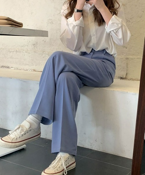 LAC-VERT（ラック・ヴェール）の「スプリングワイドパンツ（スラックス・レディース・ブラック/ピンク/ブルー・L/S/M）」の9枚目の写真