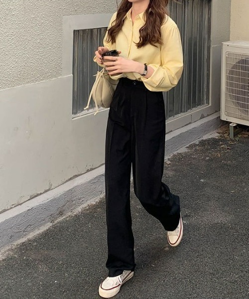 LAC-VERT（ラック・ヴェール）の「スプリングワイドパンツ（スラックス・レディース・ブラック/ピンク/ブルー・L/S/M）」の11枚目の写真