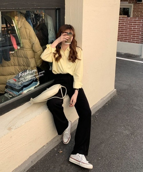 LAC-VERT（ラック・ヴェール）の「スプリングワイドパンツ（スラックス・レディース・ブラック/ピンク/ブルー・L/S/M）」の21枚目の写真