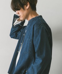 デニムバンドカラーシャツ