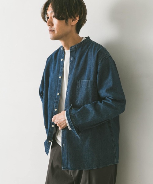 URBAN RESEARCH DOORS（アーバンリサーチドアーズ）の「デニムバンドカラーシャツ（シャツ/ブラウス・メンズ・ワンウォッシュ/インディゴブルー・LARGE/MEDIUM）」の6枚目の写真