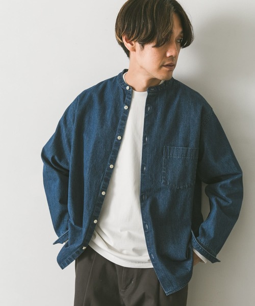 URBAN RESEARCH DOORS（アーバンリサーチドアーズ）の「デニムバンドカラーシャツ（シャツ/ブラウス・メンズ・ワンウォッシュ/インディゴブルー・LARGE/MEDIUM）」の9枚目の写真