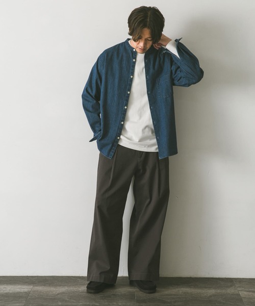 URBAN RESEARCH DOORS（アーバンリサーチドアーズ）の「デニムバンドカラーシャツ（シャツ/ブラウス・メンズ・ワンウォッシュ/インディゴブルー・LARGE/MEDIUM）」の10枚目の写真