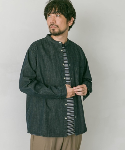 URBAN RESEARCH DOORS（アーバンリサーチドアーズ）の「デニムバンドカラーシャツ（シャツ/ブラウス・メンズ・ワンウォッシュ/インディゴブルー・LARGE/MEDIUM）」の21枚目の写真