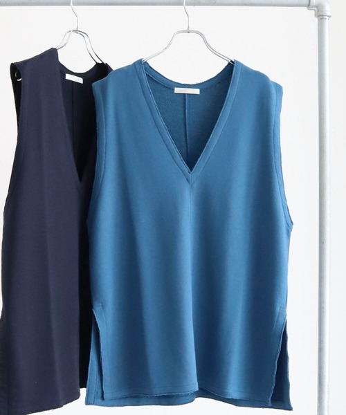 Green　Parks（グリーンパークス）の「深Vネック裏毛ベスト（ベスト・レディース・ブルー/ダークグレー/ダークネイビー・FREE）」の3枚目の写真
