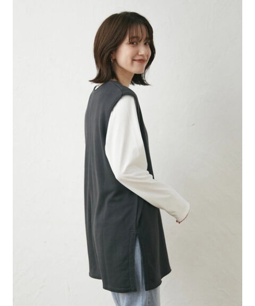 Green　Parks（グリーンパークス）の「深Vネック裏毛ベスト（ベスト・レディース・ブルー/ダークグレー/ダークネイビー・FREE）」の7枚目の写真