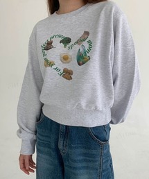 Dalfwin | 2022 AW 秋冬 韓国ファッション スウェット レディース EGGプリントスウェット ハート トレーナー レディース(スウェット)