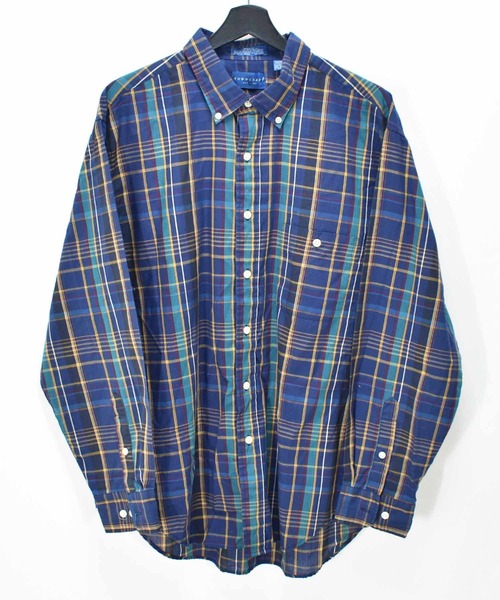 VINTAGE(ヴィンテージ)の「【ヴィンテージ古着】80's TOWN CRAFT / タウンクラフト 長袖 ボタンダウン チェックシャツ(シャツ/ブラウス・メンズ・ネイビー・X-LARGE)」の1枚目の写真